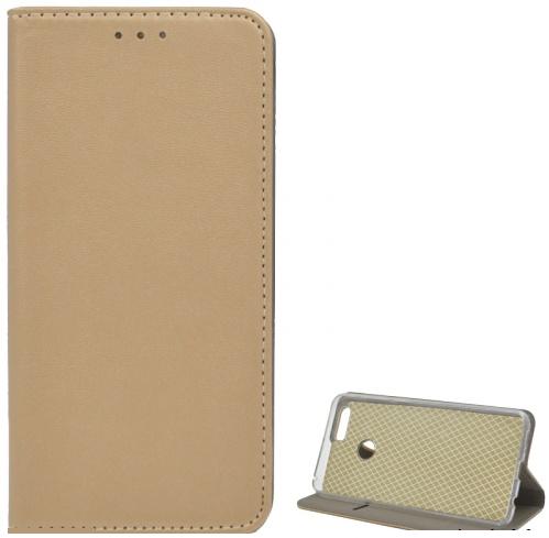 HUAWEI P Smart (Enjoy 7S) Tok álló, bőr (FLIP, oldalra nyíló, asztali tartó funkció) ARANY	