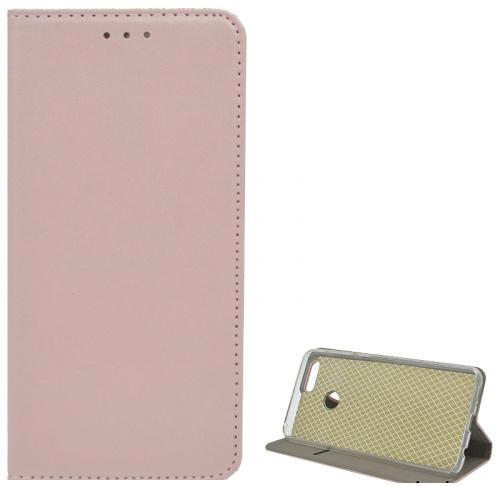 HUAWEI P Smart (Enjoy 7S) Tok álló, bőr (FLIP, oldalra nyíló, asztali tartó funkció) ROZÉARANY	