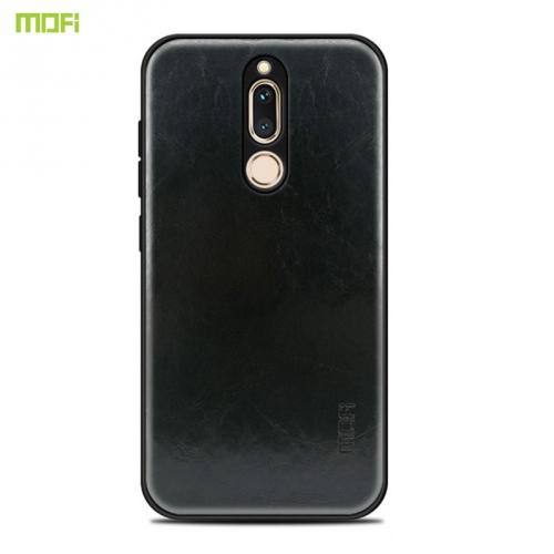 HUAWEI Mate 10 Lite MOFI műanyag telefonvédő (szilikon keret, bőr hátlap) FEKETE	