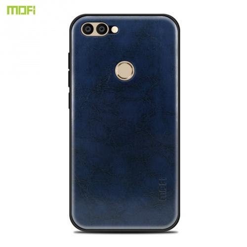 HUAWEI P Smart (Enjoy 7S) MOFI műanyag telefonvédő (szilikon keret, bőr hátlap) SÖTÉTKÉK	
