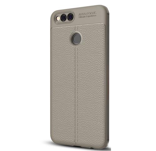 SAMSUNG Galaxy A6+ (2018) SM-A605F Telefonvédő gumi / szilikon (bőrhatás, varrás minta) SZÜRKE	