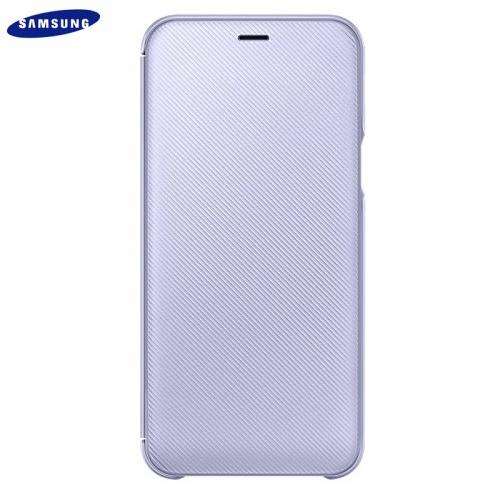 SAMSUNG Galaxy A6+ (2018) SM-A605F Műanyag telefonvédő (aktív flip, oldalra nyíló, bankkártya tartó, karbon minta) LILA	
