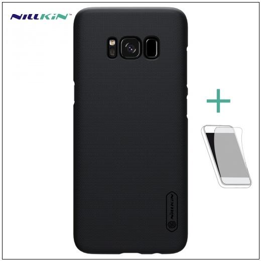 NOKIA 7 Plus NILLKIN SUPER FROSTED műanyag telefonvédő (gumírozott, érdes felület, képernyővédő fólia, tisztítókendő) FEKETE	