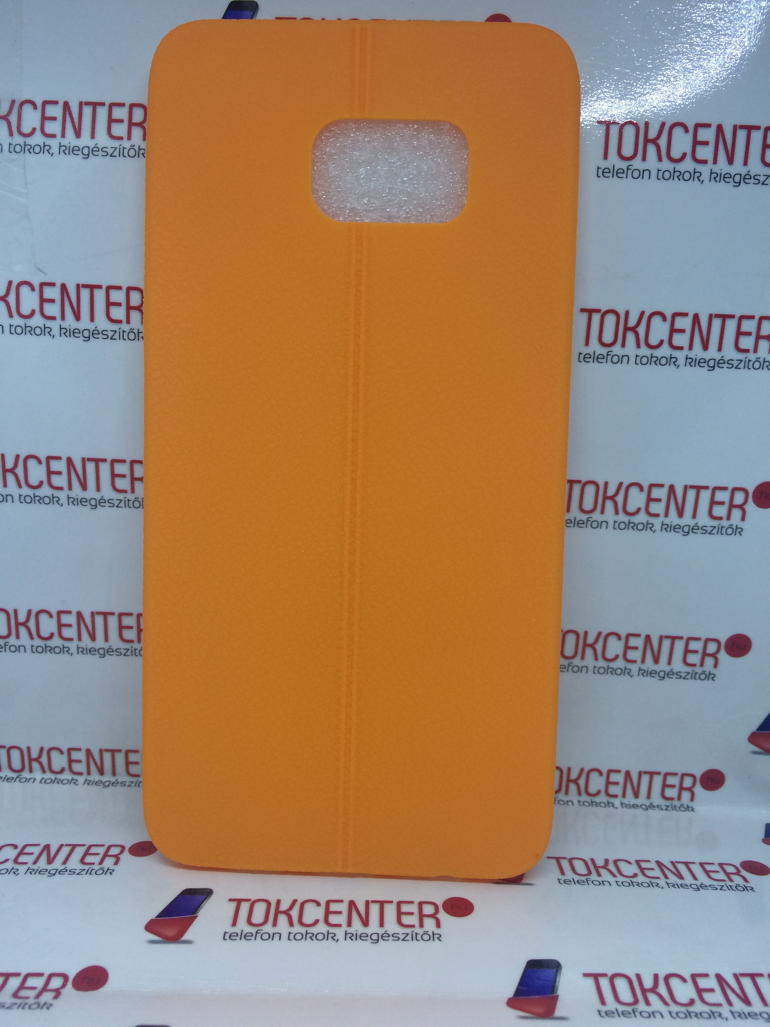 SAMSUNG Galaxy S6 Edge + (SM-G928) Ultravékony bőr hatású szilikon tok, NARANCS