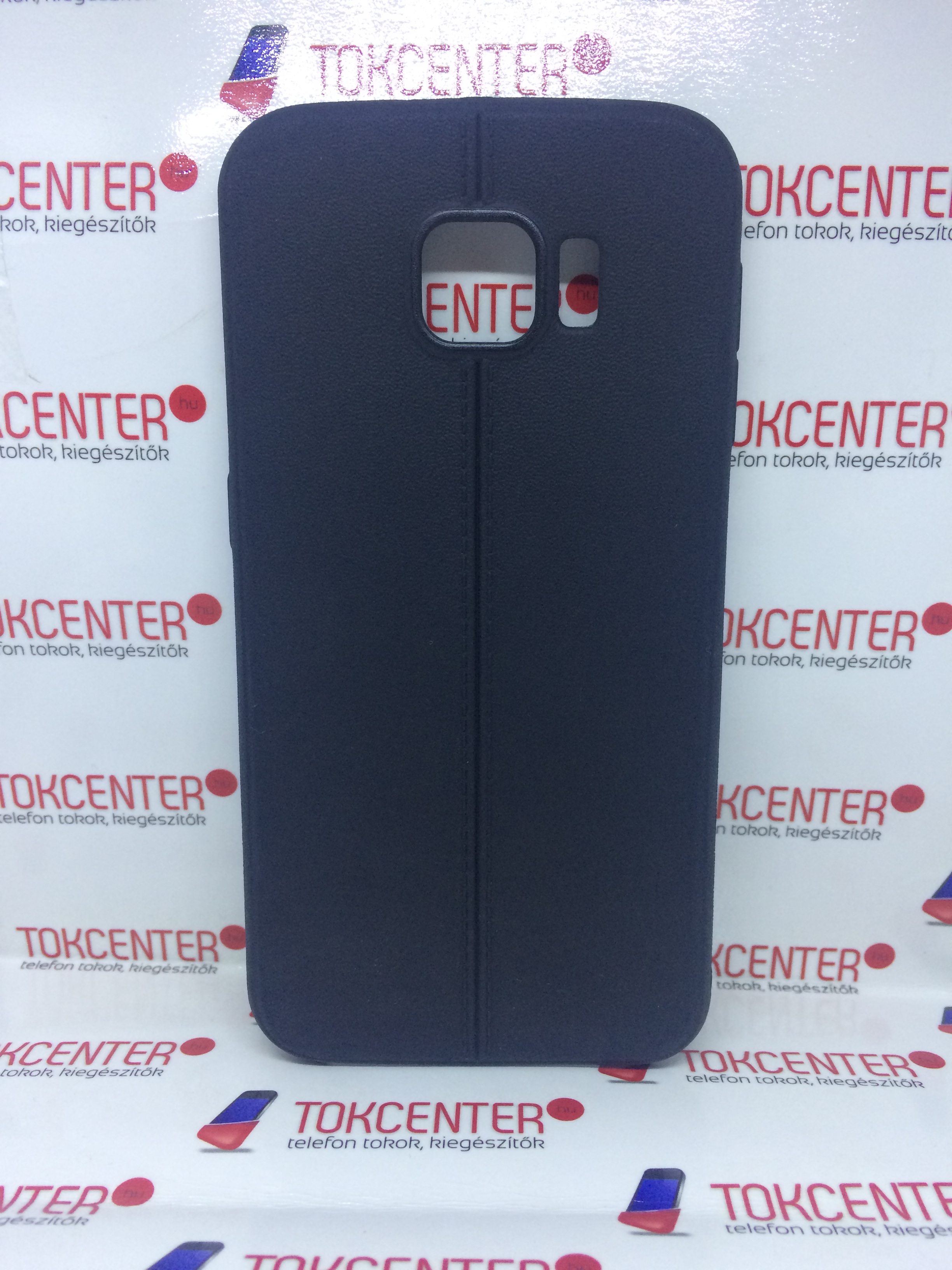 SAMSUNG Galaxy S6 (SM-G920) Telefonvédő gumi / szilikon bőr hatású, varrásminta, FEKETE