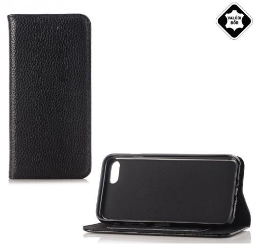 Apple iPhone 7 4.7 / Apple iPhone 8 4.7 / Apple iPhone SE (2020) Tok álló,valódi bőr (FLIP, oldalra nyíló, asztali tartó funkció) FEKETE