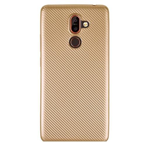 NOKIA 7 Plus Telefonvédő gumi / szilikon (karbon minta) ARANY	