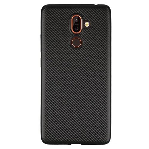 NOKIA 7 Plus Telefonvédő gumi / szilikon (karbon minta) FEKETE	