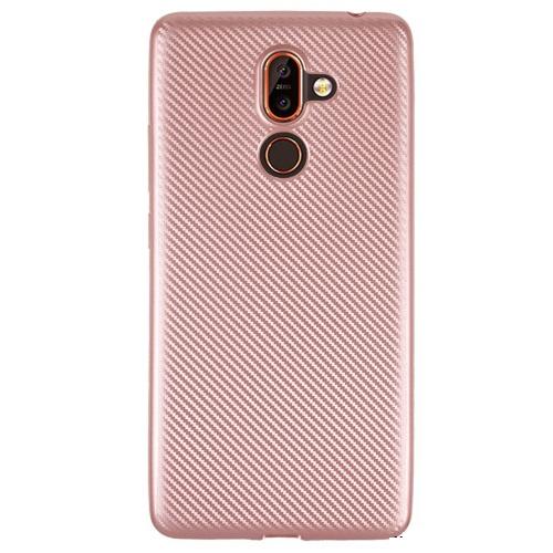NOKIA 7 Plus Telefonvédő gumi / szilikon (karbon minta) ROZÉARANY	