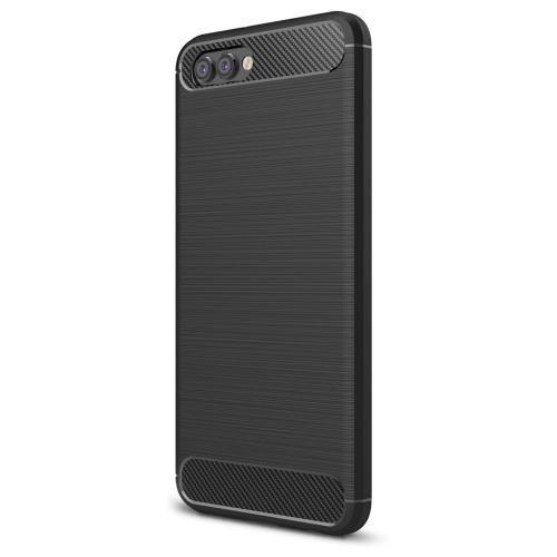 XIAOMI Redmi 5 Telefonvédő gumi / szilikon (közepesen ütésálló, légpárnás sarok, szálcsiszolt, karbonminta) FEKETE	