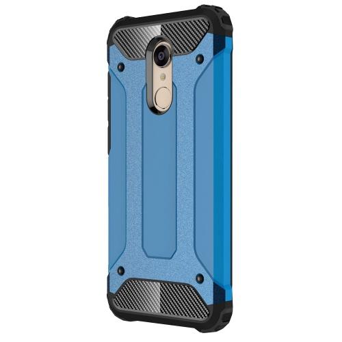 XIAOMI Redmi 5 Defender műanyag telefonvédő (közepesen ütésálló, légpárnás sarok, gumi / szilikon belső, fémhatás) VILÁGOSKÉK	