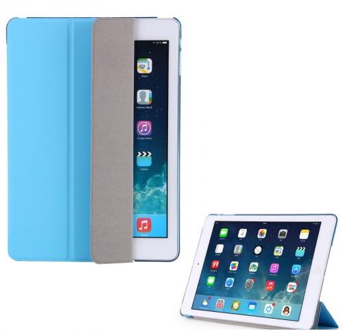 APPLE IPAD 9.7 (2017) /APPLE IPAD 9.7 (2018) Tok álló, bőr hatású (aktív flip, oldalra nyíló, TRIFOLD asztali tartó funkció) VILÁGOSKÉK