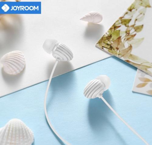 JOYROOM james bond SZTEREO fülhallgató (3.5 mm, felvevő gomb, mikrofon, kagyló forma) FEHÉR	