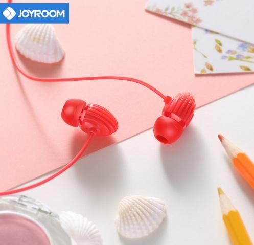 JOYROOM james bond SZTEREO fülhallgató (3.5 mm, felvevő gomb, mikrofon, kagyló forma) PIROS	