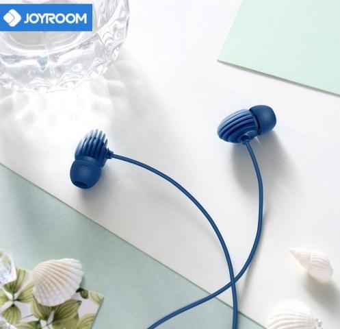 JOYROOM james bond SZTEREO fülhallgató (3.5 mm, felvevő gomb, mikrofon, kagyló forma) SÖTÉTKÉK	