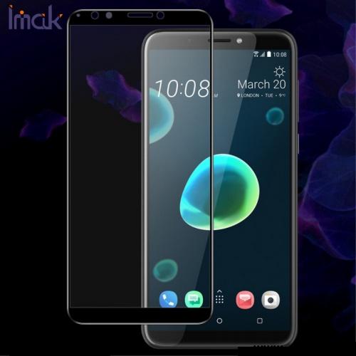 HTC Desire 12 Plus IMAK képernyővédő fólia (1 db-os, 3D full cover, íves, ultravékony előlap, edzett üveg, extra karcálló, 9H) FEKETE	