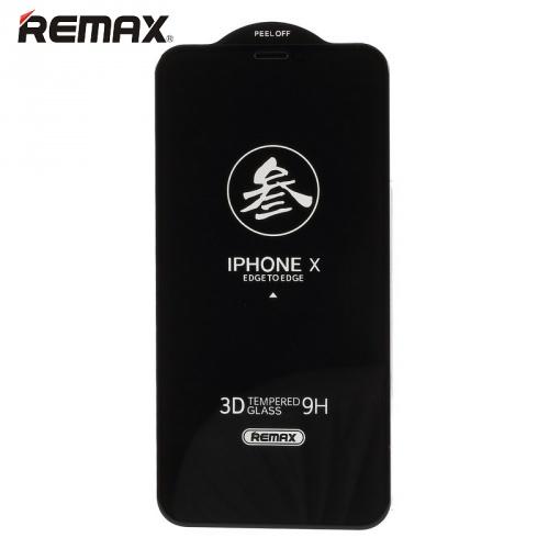 Apple iPhone X 5.8 / Apple iPhone XS 5.8 REMAX képernyővédő üveg (3D full cover,íves, betekintés elleni védelem, 0.26mm, 9H) FEKETE