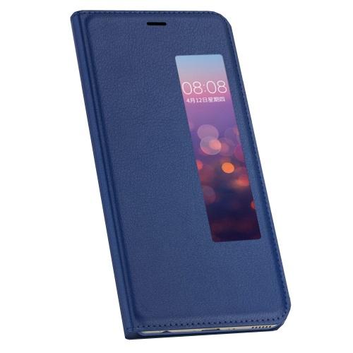 HUAWEI P20 Tok álló, bőr (FLIP, oldalra nyíló, View Window) SÖTÉTKÉK	