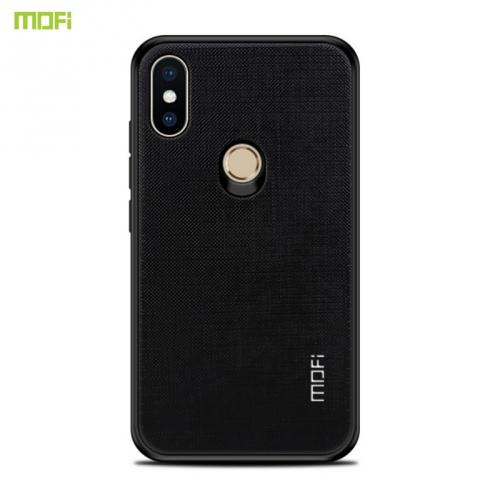 XIAOMI Mi 8 MOFI BRIGHT SHIELD műanyag telefonvédő (szilikon keret, textil hátlap) FEKETE	