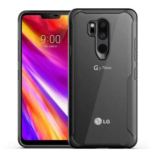 LG G7 ThinQ (G710EM) Műanyag telefonvédő (szilikon keret, közepesen ütésálló, légpárnás sarok) FEKETE	