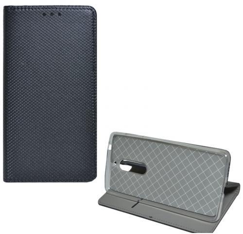 LG K10 2018 K425 (K11) Tok álló, bőr (FLIP, oldalra nyíló, asztali tartó funkció, rombuszminta) FEKETE	