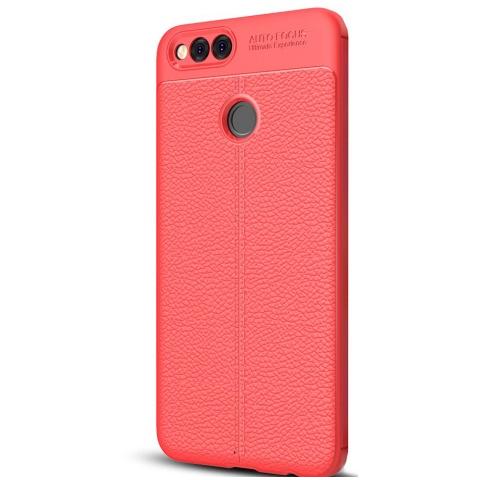 HUAWEI Y5 2018 (Y5 Prime 2018) Telefonvédő gumi / szilikon (bőrhatás, varrás minta) PIROS	