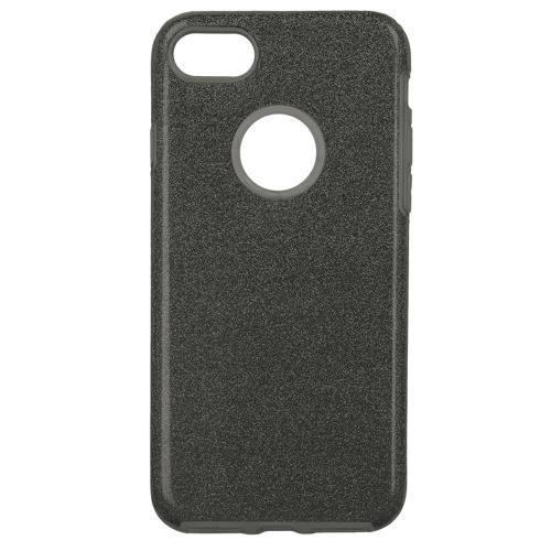 HUAWEI P Smart (Enjoy 7S) Telefonvédő gumi / szilikon (műanyag belső, csillogó hátlap) FEKETE	