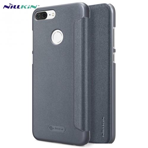 HUAWEI Honor 9 Lite NILLKIN SPARKLE műanyag telefonvédő (bőr flip, oldalra nyíló) FEKETE	