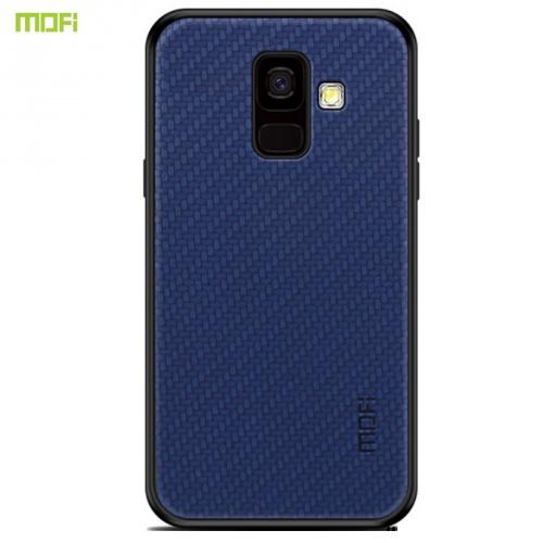 SAMSUNG Galaxy A6 (2018) SM-A600F MOFI HONOR műanyag telefonvédő (szilikon keret, bőr hátlap, fonott minta) SÖTÉTKÉK	