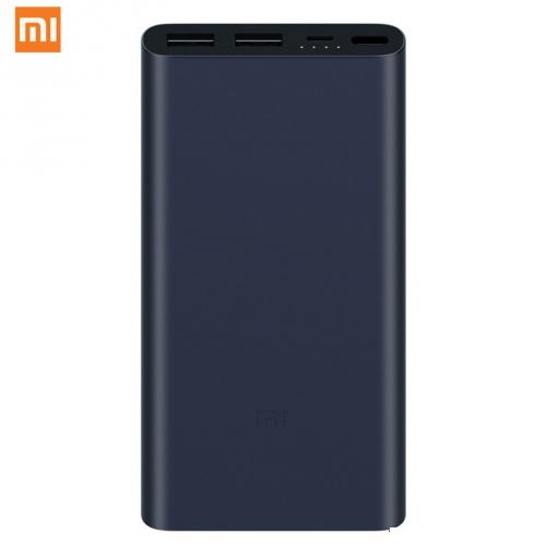 XIAOMI Mi PowerBank 2S hordozható vésztöltő 2x USB aljzat (belső 10000 mAh akku, 2x 5V / 2400mA, gyorstöltés) FEKETE	