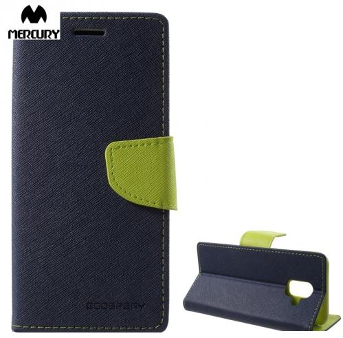 SAMSUNG Galaxy A6 (2018) SM-A600F MERCURY Fancy Diary tok álló, bőr (FLIP, mágneses, oldalra nyíló, bankkártya tartó, asztali tartó funkció) SÖTÉTKÉK	