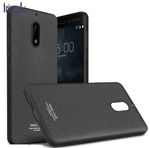 NOKIA 6 (2017) IMAK telefonvédő gumi / szilikon (közepesen ütésálló, képernyővédő fólia, matt) FEKETE	