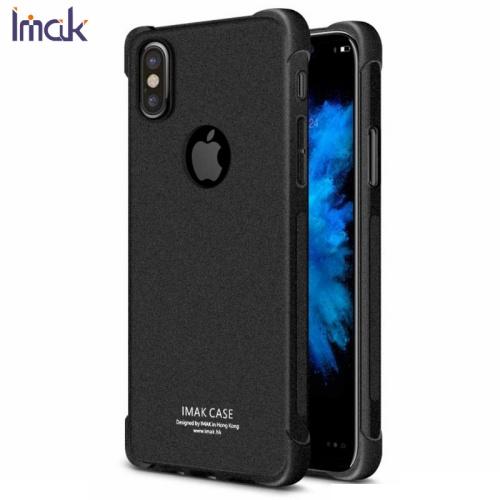 Apple iPhone X 5.8 / Apple iPhone XS 5.8 IMAK szilikon telefonvédő (közepesen ütésálló, légpárnás sarok, matt, logo kivágás + képernyővédő fólia) FEKETE