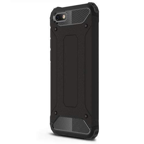 XIAOMI Mi 8 Explorer Defender műanyag telefonvédő (közepesen ütésálló, légpárnás sarok, gumi / szilikon belső, fémhatás) FEKETE	