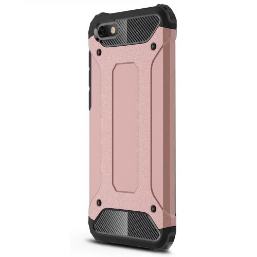 XIAOMI Mi 8 Explorer Defender műanyag telefonvédő (közepesen ütésálló, légpárnás sarok, gumi / szilikon belső, fémhatás) ROZÉARANY	