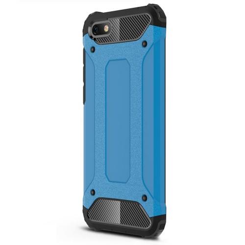 XIAOMI Mi 8 Explorer Defender műanyag telefonvédő (közepesen ütésálló, légpárnás sarok, gumi / szilikon belső, fémhatás) VILÁGOSKÉK	