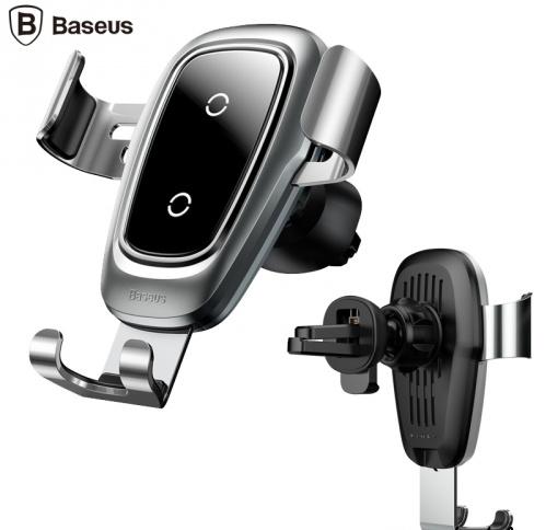 BASEUS gépkocsi/autó tartó (szellőzőre rögzíthető,vezeték nélküli töltés, QI Wireless, iPhone X 5.8