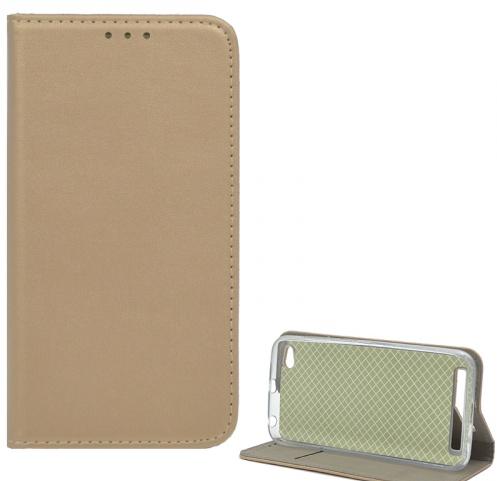 XIAOMI Redmi 5A Tok álló, bőr (FLIP, oldalra nyíló, asztali tartó funkció) ARANY	