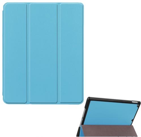 APPLE IPAD 9.7 (2017) /APPLE IPAD 9.7 (2018) Tok álló, bőr hatású (aktív flip, oldalra nyíló, TRIFOLD asztali tartó funkció, Apple Pencil tartó) VILÁGOSKÉK