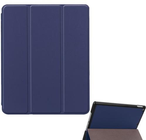 APPLE IPAD 9.7 (2017) /APPLE IPAD 9.7 (2018) Tok álló, bőr hatású (aktív flip, oldalra nyíló, TRIFOLD asztali tartó funkció, Apple Pencil tartó) SÖTÉTKÉK