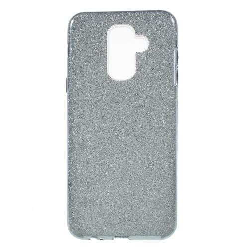 SAMSUNG Galaxy A6 (2018) SM-A600F Telefonvédő gumi / szilikon (műanyag belső, kivehető csillámporos papír réteg) SZÜRKE	