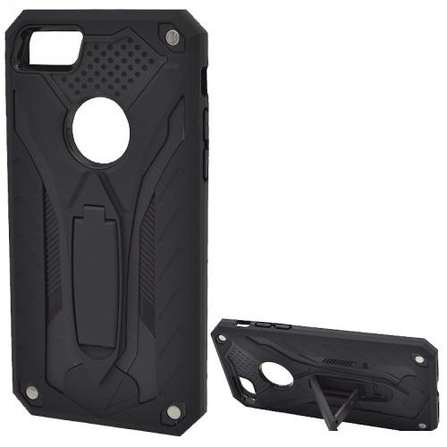 APPLE IPhone 7 4.7 /APPLE IPhone 8 4.7 Defender műanyag telefonvédő (gumi / szilikon belső, közepesen ütésálló, kitámasztó, logo kivágás) FEKETE	