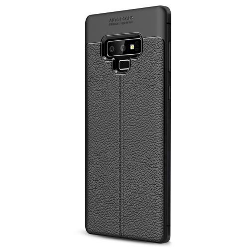 SAMSUNG Galaxy Note 9 Telefonvédő gumi / szilikon (bőrhatás, varrás minta) FEKETE	
