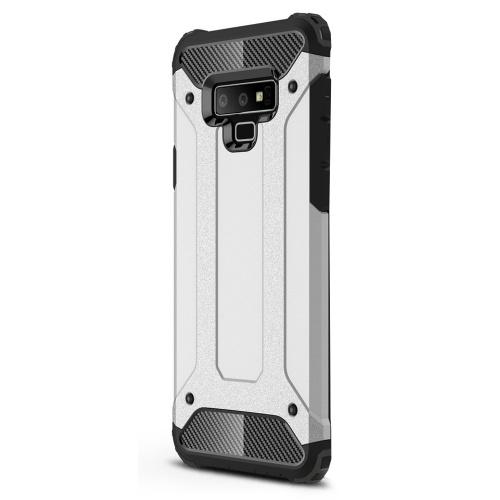 SAMSUNG Galaxy Note 9 Defender műanyag telefonvédő (közepesen ütésálló, légpárnás sarok, gumi / szilikon belső, fémhatás) EZÜST	