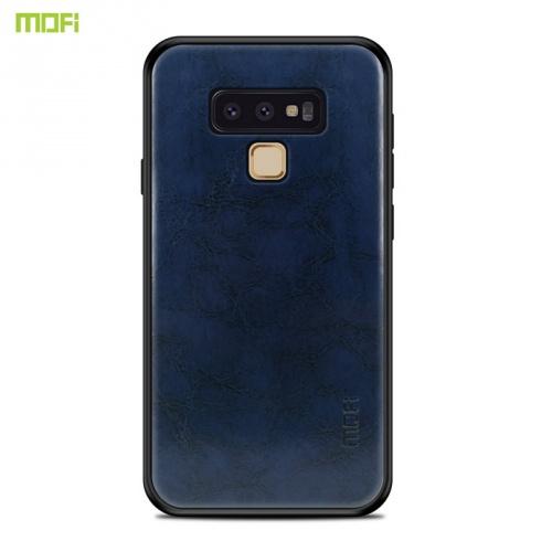 SAMSUNG Galaxy Note 9 MOFI műanyag telefonvédő (szilikon keret, bőr hátlap) SÖTÉTKÉK	