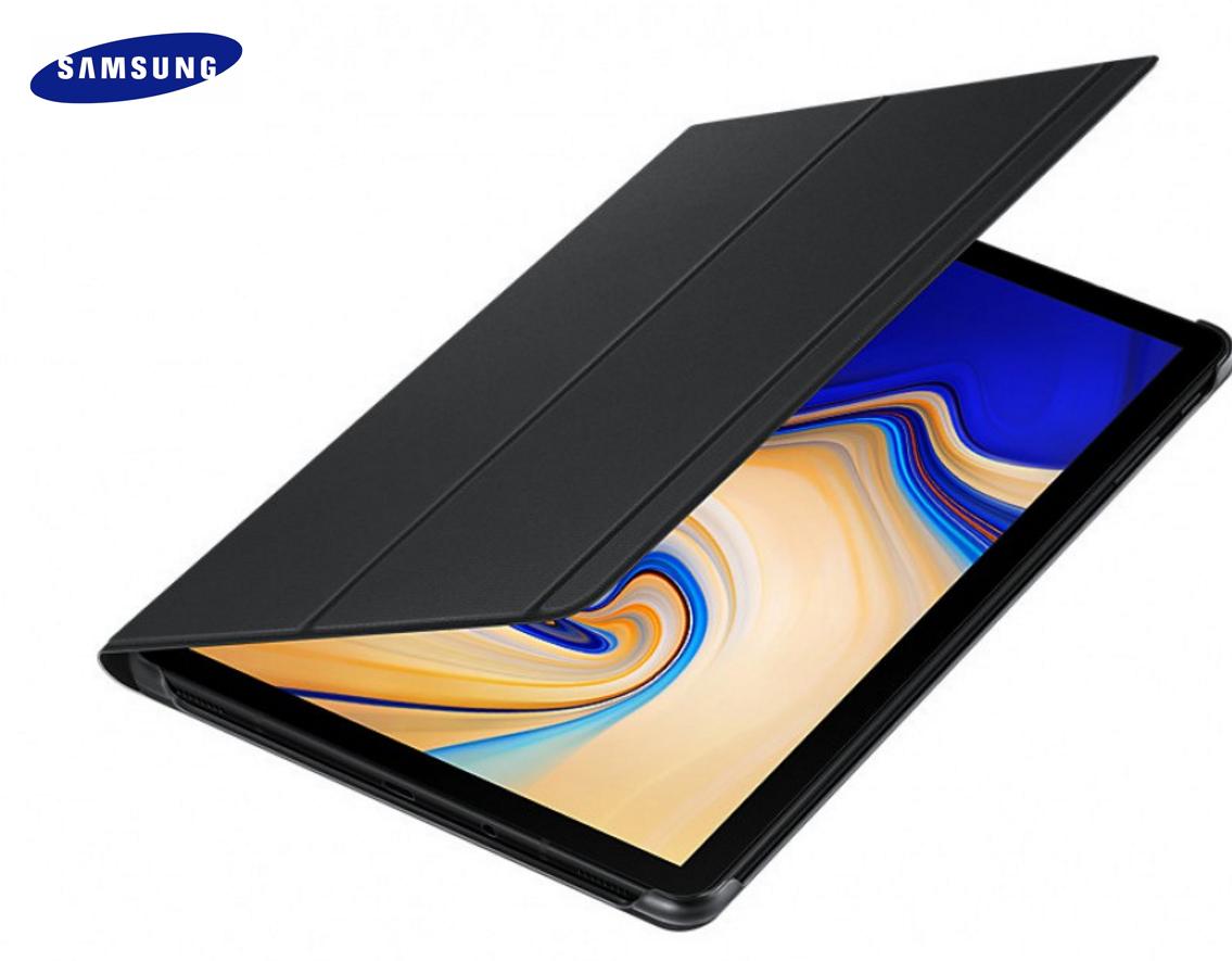 SAMSUNG Galaxy Tab S4 10.5 (LTE/WIFI) Műanyag telefonvédő (FLIP, oldalra nyíló, asztali tartó funkció) FEKETE (EF-BT830PBE)