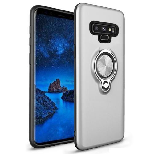 SAMSUNG Galaxy Note 9 Műanyag telefonvédő (gumi / szilikon belső, közepesen ütésálló, telefontartó gyűrű, 360°-ban forgatható) EZÜST	