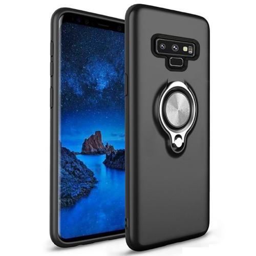 SAMSUNG Galaxy Note 9 Műanyag telefonvédő (gumi / szilikon belső, közepesen ütésálló, telefontartó gyűrű, 360°-ban forgatható) FEKETE	