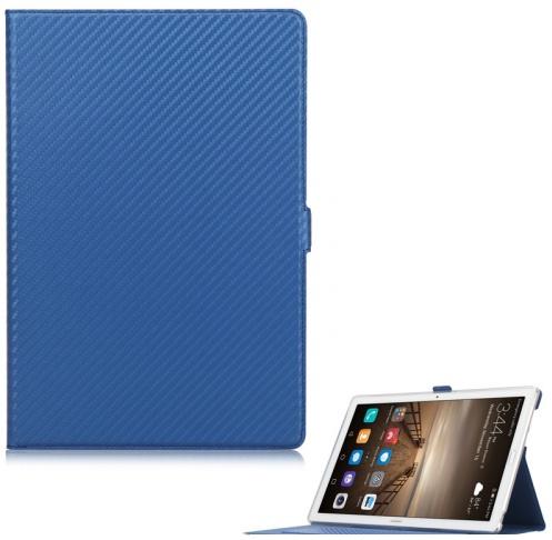HUAWEI MediaPad M5 10.8 LTE /HUAWEI MediaPad M5 10.8 WIFI Tok álló, bőr (FLIP, mágneses, oldalra nyíló, asztali tartó funkció, karbon minta) KÉK	