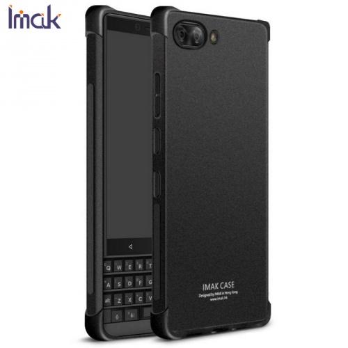 BLACKBERRY KEY2 IMAK telefonvédő gumi / szilikon (közepesen ütésálló, légpárnás sarok, képernyővédő fólia, matt) FEKETE	